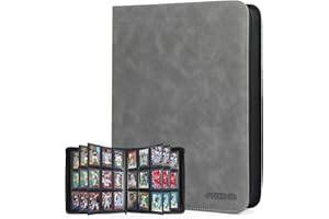 JoyHood Top Loader Binder - 9 Taschen Sammelkarten Album - Halten 252 Top Loaders, Top Loader Album für Sammelkarte und Sportkarten（Grey, 9 Taschen）