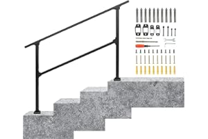 IBVIVIC Corrimano per scale, 135 cm, ringhiera per scale, parapetto, balcone, con 1 traversa per interni ed esterni (nero, da 3 a 4 gradini)