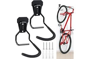 WuGU Support Vélo Mural, Lot de 2 Crochet Vélo, Porte Vélo Mural, Mural Vertical Support Mural de Rangement pour Vélos Robuste en Forme de L, pour Maison Garage, Noir