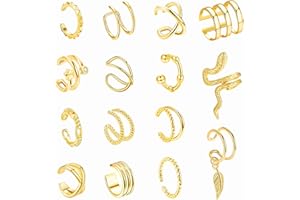 JZTRADING 20Pcs Ear Cuffs For Women Sterling Silver Clip On Heart Chain Earrings No Piercing Cartilage Fake Earrings Gifts For Women Girls