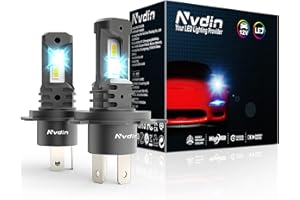Nvdin H4 LED bombillas, 18000LM lámpara para faros de coche 12v, hasta un 180% más de luz, 6000k blanco luces