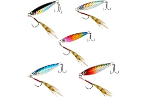 DTGECD 5 Pack Sea Fishing Lures, Metal Fishing Spinners for Mackerel and Bass, 30g Saltwater Lures with Realistic Designs, Ideal for Beach Casting and Low Light Conditions