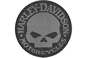 Harley-Davidson 8 in. Embroidered Willie G Skull Logo Emblem Sew-On Patch - Gray