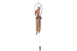 CIFFRE Premium 100cm Carillon en Bois Feng Shui Jeu de Son sculpté Noix de Coco Hibou Tube de Bambou
