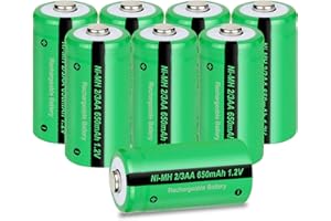 PKCELL Wiederaufladbare Batterie NIMH 2/3AA 1,2V Akku(Nicht AA、AAA、2/3AAA) 650 mAh für Solarlampen, 8 Stück