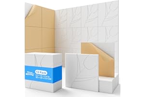 Topnaca 12 Pack Sound Proofing Panels, Self Adhesive Sound Proof Panels for Wall, High Density Sound Absorbing Panels, Acoustic Wall Panels for Recording Studios, Home, Office 30x30x0.9cm