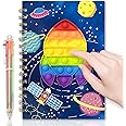 Pop Notebook for Kids, Fidget Boys Diary Journal 8.3x5.7 Inches 160 Lined Pages with 6 Multicolor Pen Spiral Journal for Teenage School Writing Drawing Pop Rocket It Gifts Stuff Age 6 8 10 12