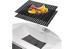 Fosoloni Pack of 2 Protective Mat for Kitchen, 30 x 40 cm, PVC Kitchen Sink Mat, Cut to Size, Sink Protective Mat, Stainless Steel Sink Protection Mat, Against Scratches in the Sink