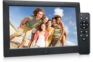 GSITUK 10,5 Zoll-Digitaler Bilderrahmen elektronischer Bilderrahmen & 1280 * 720 hochauflösendes IPS-Breitbild-Display - Kalender-/Uhrfunktion, MP3-/Foto-/Video-Player mit Fernbedienung, Schwarz