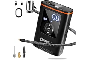 HARDELL Elektrische Luftpumpe Tragbarer, Mini Reifenpumpe mit Wiederaufladbarer Akku, Elektrischer Kompressor Fahrradpumpe, 150PSI Luftpumpe mit Digital LCDfür Auto Fahrrad Motorrad Bälle, Auto-Off