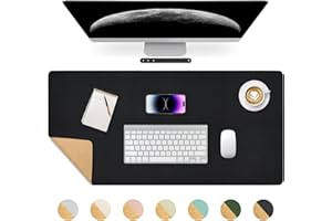 Giecy Tapis de Bureau, sous Main Bureau en liège et Tapis de Souris Gaming en Cuir PU, antidérapant, imperméable, Protege Bureau Desk Mat pour Le Bureau et la Maison (Noir, 80x40cm)