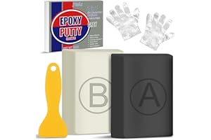 FUCHOI Stucco Epossidico Bicomponente 280g, Mastice Colla Epossidica, Argilla Modellabile, per Incollare Metallo, Legno, Piastrelle, Ceramica e Riparare Perdite, Crepe e Fori di Riempimento (Grigio)