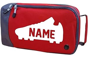 ABSOLUTELY TOP Personalised Childrens Boot Bag Football Rugby Boys Girls Sports Kit, Hot Lava Red/White Print