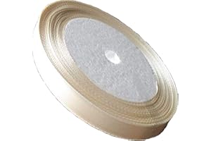 GCS LONDON 25 Meters Of Satin Ribbon Wedding Party Gifts Wrap deco. 15mm In Multiple Colours Pack Rolls (Cream)