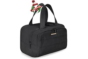 BAGSMART Podróżna, lekka, duża, szeroko otwarta torba podróżna dla kobiet, puszysty organizer na kosmetyki/kosmetyki z uchwytem na akcesoria, przybory toaletowe, czarny