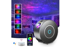 SUPPOU LED WiFi Galaxy Projector, Smart Night Light Kids Adults 3D Star Projector Light with RGB Adjustment/Voice Control/WiFi/Timer Compatible Alexa Google Assistant for Room Decor (Grey)