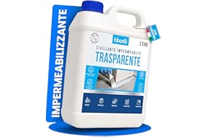 BIBODU® Sigillante Impermeabile Trasparente 2.5 KG | Impermeabilizzante Trasparente | Perfetto come Impermeabilizzante Terrazzi, Tetti, Esterni, Interni, Cucine