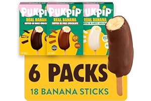 Pukpip - Real Frozen Bananas Dipped in Dark, Milk & White Chocolate | Ready-to-Eat | Healthy Ice-Cream Alternative | Sustainably Sourced | Low Calories | 6 Packs of 3 x 70g