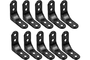 NAAPESI 10 Pezzi Staffe Angolari, 50mm x 50mm Staffe Supporti Angolari in Acciaio Inox, 90 Gradi Staffe Angolo Retto, Squadrette Angolar a Forma di L per Mensola di Legno Finestre, Mobili, Armadio, Nero