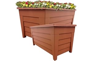 STORM TRADING GROUP 4 Terracotta Large Grosvenor Troughs Long Flower Planter For Home, Office, Balconies, Gardens, Greenhouses & Patios