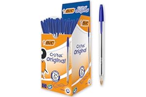 BIC Cristal Original Ball Point Pen - Pack of 50 Pens - Medium Point (1.0 mm) - Blue Ink