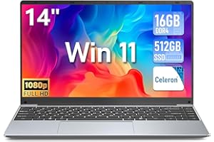 FUNYET Nouveau Ordinateur Portable 14 Pouces Win 11 Pro 16Go RAM 512Go SSD Celeron N5095 jusqu'à 2,9 GHz PC Portable Soutien Extension TF 1To 4 Cœurs WiFi5 1920x1080 FHD BT5.0 USB3.0 HDMI Convertible