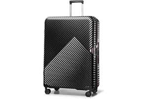 WITTCHEN Reisekoffer Rollkoffer Trolley Großer Koffer Handgepäck Hartschale aus Polycarbonat mit 4 Zwilling-Rollen Zahlenschloss Teleskopgriff GL Style Größe L Schwarz