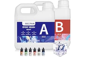 BSCPAM 70Oz Epoxidharz Mit Härter, 2050mL Epoxidharz set Geeignet für Anfänger Epoxy Resin, 1: 1 Einfache Modulation Epoxidharz für DIY-Basteln, Schmuckherstellung Gießen von Formen Flusstische Harz