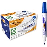 BIC Velleda 1701 Eco Yuvarlak U&ccedil;lu Beyaz Tahta Kalemi, Mavi, 12'li Kutu, Kolay Silinebilen M&uuml;rekkep, Sabit Yuvarlak U&ccedil;