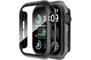 ULuck 2 Stück Hülle mit Displayschutzfolie aus gehärtetem Glas, kompatibel mit Apple Watch SE/Series 6/SE/5/4 40mm, ultradünne Gesamtschutzhülle für Iwatch -Schwarz