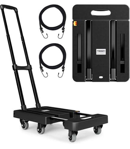 TOOLIOM Faltbare Sackkarre – Trägt Bis 227 Kg, 6 Räder, Mit Elastischen Seilen & Ausziehbar