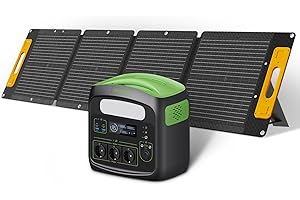 NECESPOW Portable Power Station with Foldable Portable Solar Panel 100 W, 483.84 Wh Solar Generator with 230 V/700 W AC Sockets, LiFePO4 Batteries, 100 W Solar Panels for Camping, RV, Power Outages,