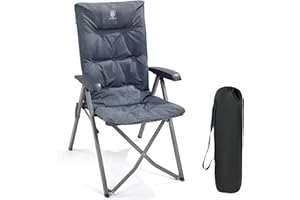 EVER ADVANCED Luksusowe krzesła kempingowe dla dorosłych, wytrzymałe, wysokie oparcie, ponadwymiarowe, składane krzesło ogrodowe, wygodne, wyściełane, 6 cm, ładowalne, 150 kg, regulowane krzesła do