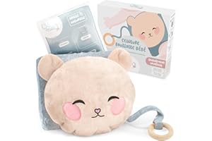 Oli-Melo Bouillotte Bébé Anti Colique Bleue - Chaud & Froid - Soulage Bobos & Ballonnements - Certifié CE, Pack d'Argile Anneau de Dentition Inclus Ceinture Doudou en Peluche, Nourrisson et Nouveau-né