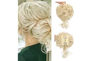 SJZDYLXY Claw Messy Bun Hair Pieces Clip Wavy Curly Hair Chignon Clip in Hairpieces Tousled Updo Donut Hair Bun Synthetic Hair Ponytail for Women Girls