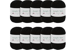 Domkan Hilo Crochet 500g, Algodon Suave para Tejer (Aguja: 3,0-4,0 mm), Negro