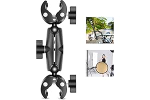 PULUZ Super Clamp Double Camera Mount, Crab Plier Clip Bracket Magic Arm Double Ball Head Adapter Umbrella Clamp for Motorcycle, Bike, Cross Bars, Desktop, Light Stand, Photo Boom Stand