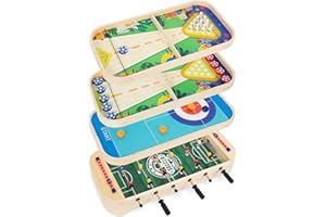 WOODENFUN Table de jeu multifonction 4 en 1 pour bowling, football, curling, hockey de table d'intérieur et d'extérieur pour adultes et enfants, fête de table, hockey, table de jeu multijoueur