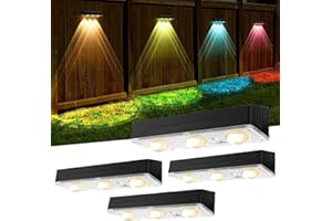 SENDALE Luces Solares Led Exterior Jardin,4 Piezas Luz Solar Exterior,12 Modos IP65 Impermeable Focos Led Solares,Aplique Solar Exteriorpara Patio Terraza