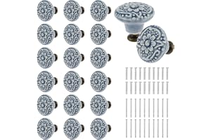 Alongen Lådknoppar i vintagestil, set med 20 stycken keramiska knoppar med skruvar, multifunktionella knoppar för skåp, dörr