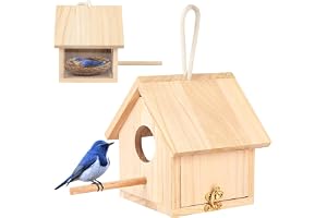 Joyzzz Bird Houses for Outside, Hanging Bird House with Lanyard and Screws, Outdoor Bird Houses with Wooden, Hanging Birdhouse Clearance for Finch Bluebird, Cardinals, Hummingbird, Sparrows Etc