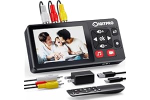 DigitPro Convertisseur VHS vers Numérique 3.0, HD Magnetoscope VHS Video avec Télécommande, Convertit VHS, VCR, DVR, DVD, Hi8, DV, Caméscope, Cassette en Numérique