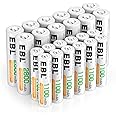 EBL 24pcs AA AAA NiMH Rechargeable Batteries, 12 x 2800mAh AA Batteries bundle with 12 x 1100mAh AAA Batteries