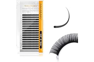 NAGARAKU Extension de Cils Classique Professionnel Individuels One by One Naturel Lash Volume Doux Simples Naturels Semi-permanents Eyelashs Extentions Noir Mat 16 Rangées(0.07mm D Curl 9mm)