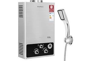 BreeRainz 18LPM Gasdurchlauferhitzer, 36KW LPG Propan Butan Warmwasserbereiter Durchlauferhitzer, Super Niedrigem Startwasserdruck, Warmwasserspeicher für Zuhause Wohnmobile