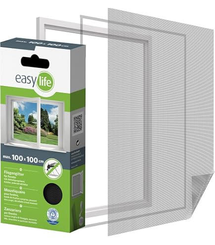 DILUMA Fliegengitter Fenster 110x130 Cm - 5er Set, Durchsichtig, Kürzbar, Mit Klettband - Insektenschutz Ohne Bohren