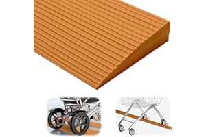 MIUUIPI Rampa de PVC para sillas de ruedas, superficie antideslizante, rampa de umbral, rampa de umbral, rampa de goma, para silla de ruedas, cochecito, andador o scooter eléctrico (marrón claro, 90 x 8 x 3