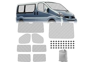 JINSENTGG Tapis Thermique Voiture Remplacement pour Renault Trafic LWB 2001-2014 8 Pièces, Protection Solaire Pare-Brise Remplacement pour Opel Vivaro LWB 2001-2014, Ensemble de Pare-Soleil Pliable