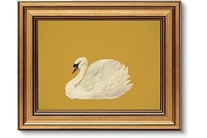 VIYYIEA Vintage Gold Framed Wall Art for Living Room, Swan Canvas Prints Home Decor, Oil Painting Picture, Bedroom Wall Decor Gifts for Friends or Family -【Swan Yellow】-(10L x 8W)