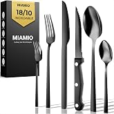 MIAMIO Cutlery Set for 6 People, 18/10 Stainless Steel (36 Pieces) (Black) | 18/10 stainless steel cutlery with cutlery, fork